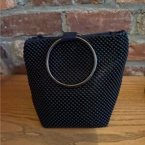 Elegant Black Clutch with Silver Accents